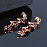 Fashion Blue Red Enamel Tassel Drop Earrings For Women Cubic Zirconia Retro Jewelry Accessories