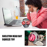 Halloween Skull Stress Ball Halloween Mochi Squishy Toys Skeleton Head Bat Squeeze Balls Halloween Skull Goodie Bag Filler Party