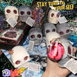 Halloween Skull Stress Ball Halloween Mochi Squishy Toys Skeleton Head Bat Squeeze Balls Halloween Skull Goodie Bag Filler Party