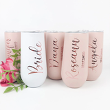 Personalized Bridesmaid Flute Tumbler Custom Bridal Party Gift Bachelorette Party Favor 6oz Insulated Wine Cup Champagne Tumbler