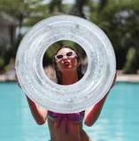 Transparent Glitter Pool Swimming Ring Adult Children Inflatable Pool Tube Giant Float Boys Girl Water Fun Toy Swim Laps