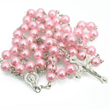 Religion Christian Faux pearl Rosary necklace For Women Virgin Mary Jesus Cross pendant Long beads chains Fashion Jewelry