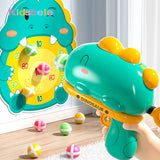 Children Dinosaur Toy Guns Ejection Sticky Ball Dart Board Target Plate Kids Outdoor Cartoon Fun Sports Shooting Games Gun Toys