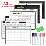 A3 Size Magnetic Monthly Weekly Planner Calendar Table Dry Erase Whiteboard Blackboard Fridge Sticker Message Board Menu