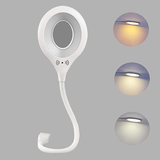 USB Night Light, Voice Control Flexible LED Reading Lamp with 3 Color Modes and Timer, Dimmable Eye Caring Bedside Night Lamp for Bedroom Nursery Kids Room Study Office (White)