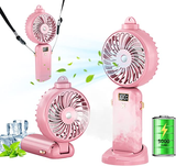 Personal Portable Mini Handheld Spray Fan Hanging Neck Spray Fans 90° Adjustable USB Rechargeable 5000mAh Small Desk Fan 5 Speed for Home Office Travel Go Out