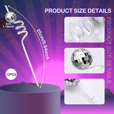 12 Pieces Mirror Disco Ball Straws 70s Disco Decorative Straws Mini Disco Straw Decor Disco Party Decorations for Dance Holiday Wedding Birthday Supplies (Silver)