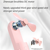 Portable Mini Fan, Handheld Fan USB Rechargeable Small Pocket Fan, Battery Operated Fan with Flashlight Feature for Travel Outdoor