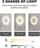 USB Night Light, Voice Control Flexible LED Reading Lamp with 3 Color Modes and Timer, Dimmable Eye Caring Bedside Night Lamp for Bedroom Nursery Kids Room Study Office (White)