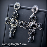 Vintage Black Cubic Zirconia Big Cross Drop Earrings for Women Trend Punk Fashion Party Jewelry Accessories ES380 SSP