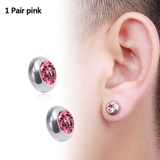 1Pair Magnetic Slimming Magnet Earring for Women Men Weight Loss Rhinestone Stainless Steel Ear Studs Health Non Pierced Jewelry