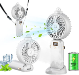 Personal Portable Mini Handheld Spray Fan Hanging Neck Spray Fans 90° Adjustable USB Rechargeable 5000mAh Small Desk Fan 5 Speed for Home Office Travel Go Out