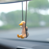 Gypsum Cool White Swing Duck with Sunglasses Automoblie Decor Car Rearview Mirror Ornaments Creative Duck Auto Decoration
