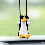 Gypsum Cool White Swing Duck with Sunglasses Automoblie Decor Car Rearview Mirror Ornaments Creative Duck Auto Decoration
