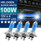 4PCS Car Headlights H7 100w Xenon Hid Super White Effect Look Headlight 6000k Lamps Light Bulbs 100W 12V Daytime Running Lamp
