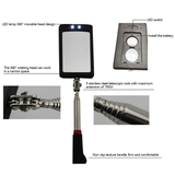 Engine Chassis Inspection Auto Repair Detector Mirror Multi-directional Folding Telescopic LED Light Reflector Tool Universal