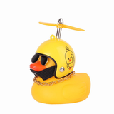 Car Duck With Helmet Pendant Wind Broken Motorcycle Helmet Racing Small Yellow Duck Cycling Accessories Without Light