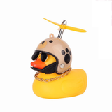 Car Duck With Helmet Pendant Wind Broken Motorcycle Helmet Racing Small Yellow Duck Cycling Accessories Without Light