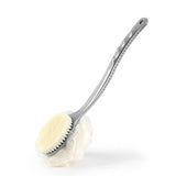 Shower Body Brush with Bristles and Loofah,Back Scrubber Bath Mesh Sponge with Curved Long Handle for Skin Exfoliating Bath, Massage Bristles Suitable for Wet or Dry, Men and Women