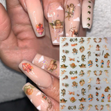 Angel Flower Pattern Nail Stickers Cupid Self-Adhesive Transfer Decals Slider 3D DIY Tips Nail Art Decorations Manicure Wrap