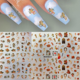 Angel Flower Pattern Nail Stickers Cupid Self-Adhesive Transfer Decals Slider 3D DIY Tips Nail Art Decorations Manicure Wrap