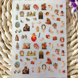Angel Flower Pattern Nail Stickers Cupid Self-Adhesive Transfer Decals Slider 3D DIY Tips Nail Art Decorations Manicure Wrap