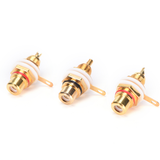 Female Jack 10pcs Plated Rca Connector Gold Panel Mount Chassis Audio Socket Plug Bulkhead White Cycle With Nut Solder Cup