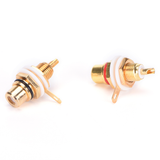 Female Jack 10pcs Plated Rca Connector Gold Panel Mount Chassis Audio Socket Plug Bulkhead White Cycle With Nut Solder Cup
