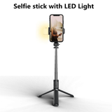New 4 In 1 Wireless Bluetooth Selfie Stick Extendable Monopods With Foldable Tripod LED Fill Light For Xiaomi Huawei Samsung