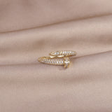 14K Real Gold Plating AAA Zircon Simple Geometric Ring Elegant Women's Daily Work Opening Adjustable Ring
