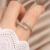 14K Real Gold Plating AAA Zircon Simple Geometric Ring Elegant Women's Daily Work Opening Adjustable Ring