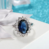Oval Sapphire Rings for Women Trendy Silver 925 Fine Jewelry with Gemstones Flower shaped Female Engagement Ring Gifts