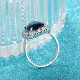 Oval Sapphire Rings for Women Trendy Silver 925 Fine Jewelry with Gemstones Flower shaped Female Engagement Ring Gifts