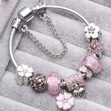 Vintage Silver Color Charms Bracelets for Women DIY Crystal Beads Brand Bracelets Women Pulseira Jewelry