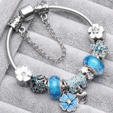 Vintage Silver Color Charms Bracelets for Women DIY Crystal Beads Brand Bracelets Women Pulseira Jewelry