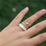 3pcs/set Bohemian White Enamel Round Metal Ring Sets Geometric Twist Open Adjustable Rings Sets for Women Girl Wedding Jewelry
