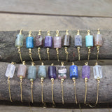 Faceted Natural Gems Gold Chains Adjustable Bracelets Lapis Amethysts Labradorite Apatite Crystal Single Bracelet Jewelry