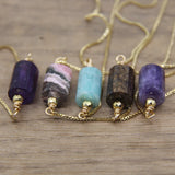 Faceted Natural Gems Gold Chains Adjustable Bracelets Lapis Amethysts Labradorite Apatite Crystal Single Bracelet Jewelry