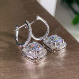  New Trendy Square Shape Drop Earrings Brilliant Bridal Engagement Wedding Jewelry Elegant Female Dangle Earring Fine Gift