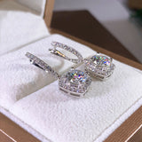  New Trendy Square Shape Drop Earrings Brilliant Bridal Engagement Wedding Jewelry Elegant Female Dangle Earring Fine Gift