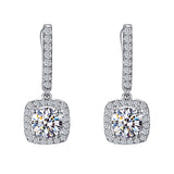  New Trendy Square Shape Drop Earrings Brilliant Bridal Engagement Wedding Jewelry Elegant Female Dangle Earring Fine Gift