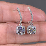  New Trendy Square Shape Drop Earrings Brilliant Bridal Engagement Wedding Jewelry Elegant Female Dangle Earring Fine Gift