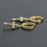 Stylish Arrow Cross-shape Drop Earrings for Women/Men Dazzling Crystal Zirconia Hiphop Party Female/Male Fashion Earrings