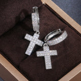 Stylish Arrow Cross-shape Drop Earrings for Women/Men Dazzling Crystal Zirconia Hiphop Party Female/Male Fashion Earrings
