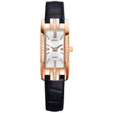 Luxury Watches Women Square Rose Gold Wrist Watches Green Leather Fashion Watches Female Ladies Quartz Clock Gifts 
