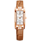 Luxury Watches Women Square Rose Gold Wrist Watches Green Leather Fashion Watches Female Ladies Quartz Clock Gifts 