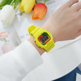 Multifunction Electronic Sport Woman Watch Waterproof Silicone Student Wristwatches Big Dial Clock 