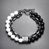 New 2022 Men's Tiger Eye Stone Beaded Bracelet Stainless Steel Gunmetal Link Chain Yoga Bracelet Male Jewelry Dropshipping