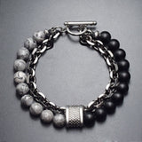 New 2022 Men's Tiger Eye Stone Beaded Bracelet Stainless Steel Gunmetal Link Chain Yoga Bracelet Male Jewelry Dropshipping