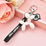 New Fashion Stereo Cute Balloon Dog Keychain Key ring Creative Cartoon Mobile Phone Bag Car Pendant Fun Keychain